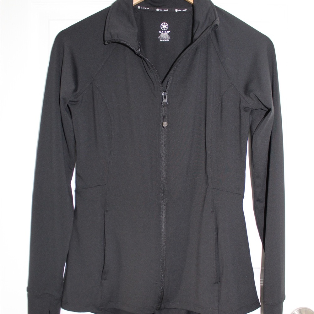 Black Fitted athletic zip-up